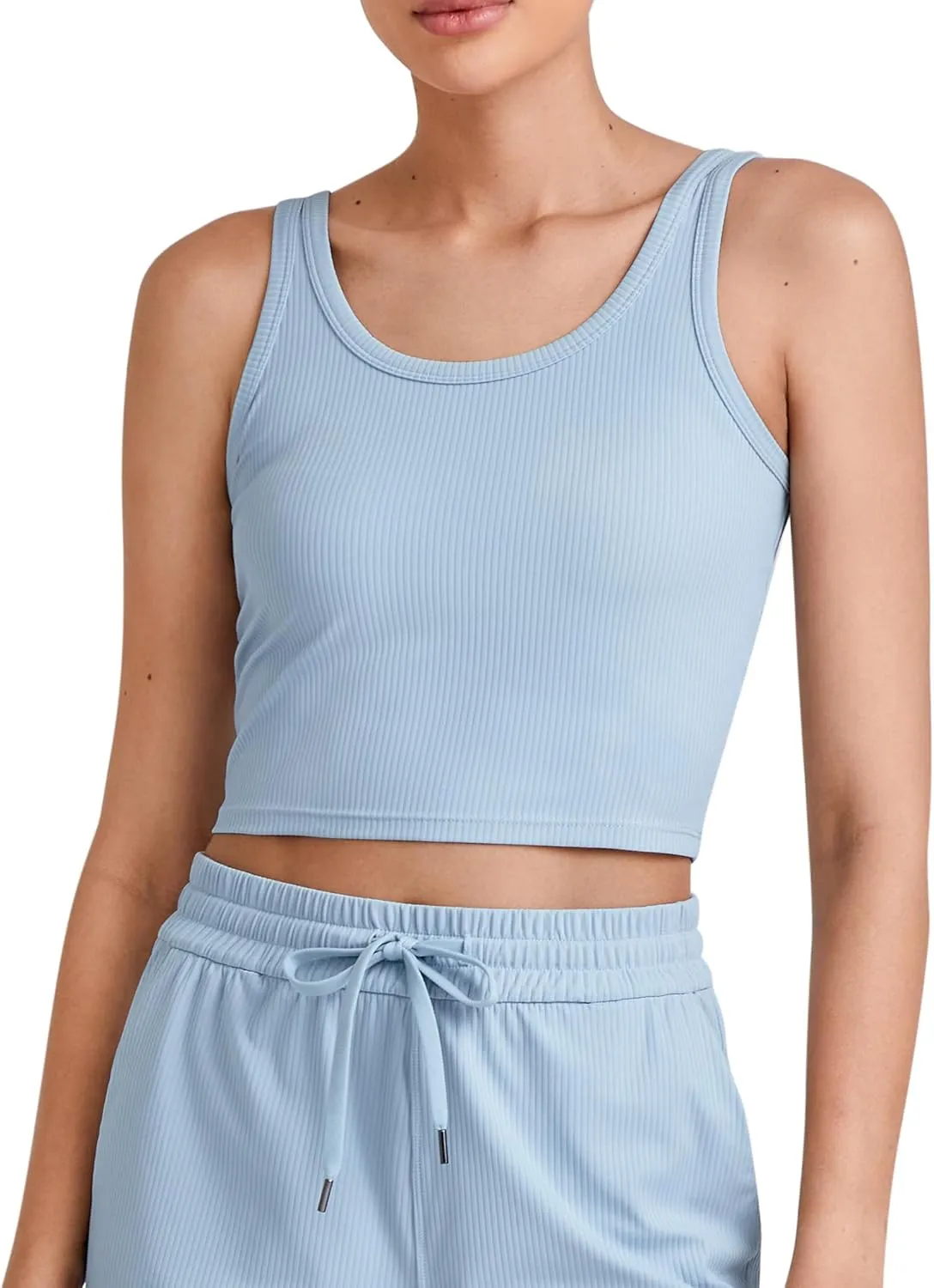 G4Free Workout Tank Tops for Women Slim Fitted U Neck Ribbed Athletic Gym Yoga Cropped Tanks Summer Casual