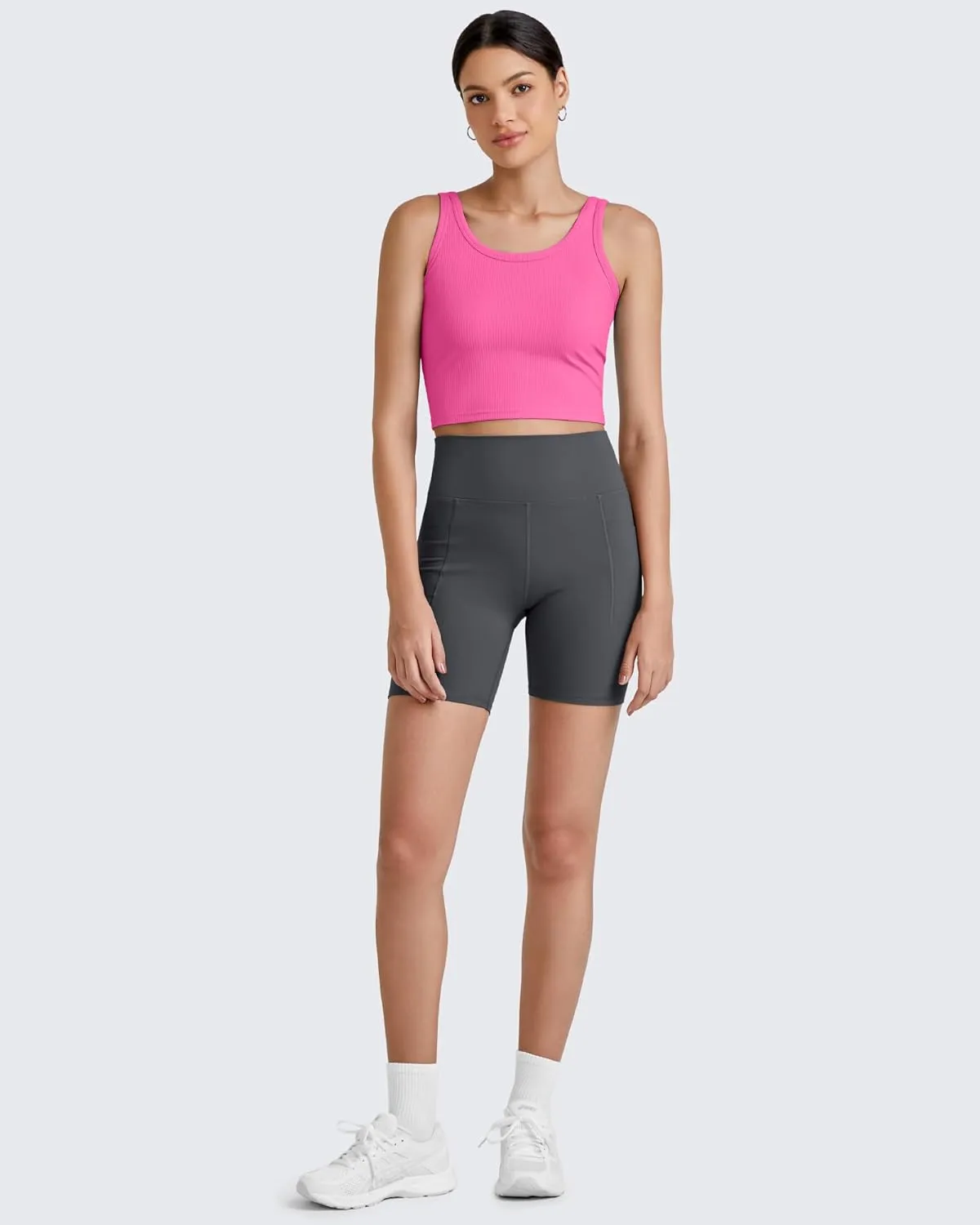 G4Free Workout Tank Tops for Women Slim Fitted U Neck Ribbed Athletic Gym Yoga Cropped Tanks Summer Casual