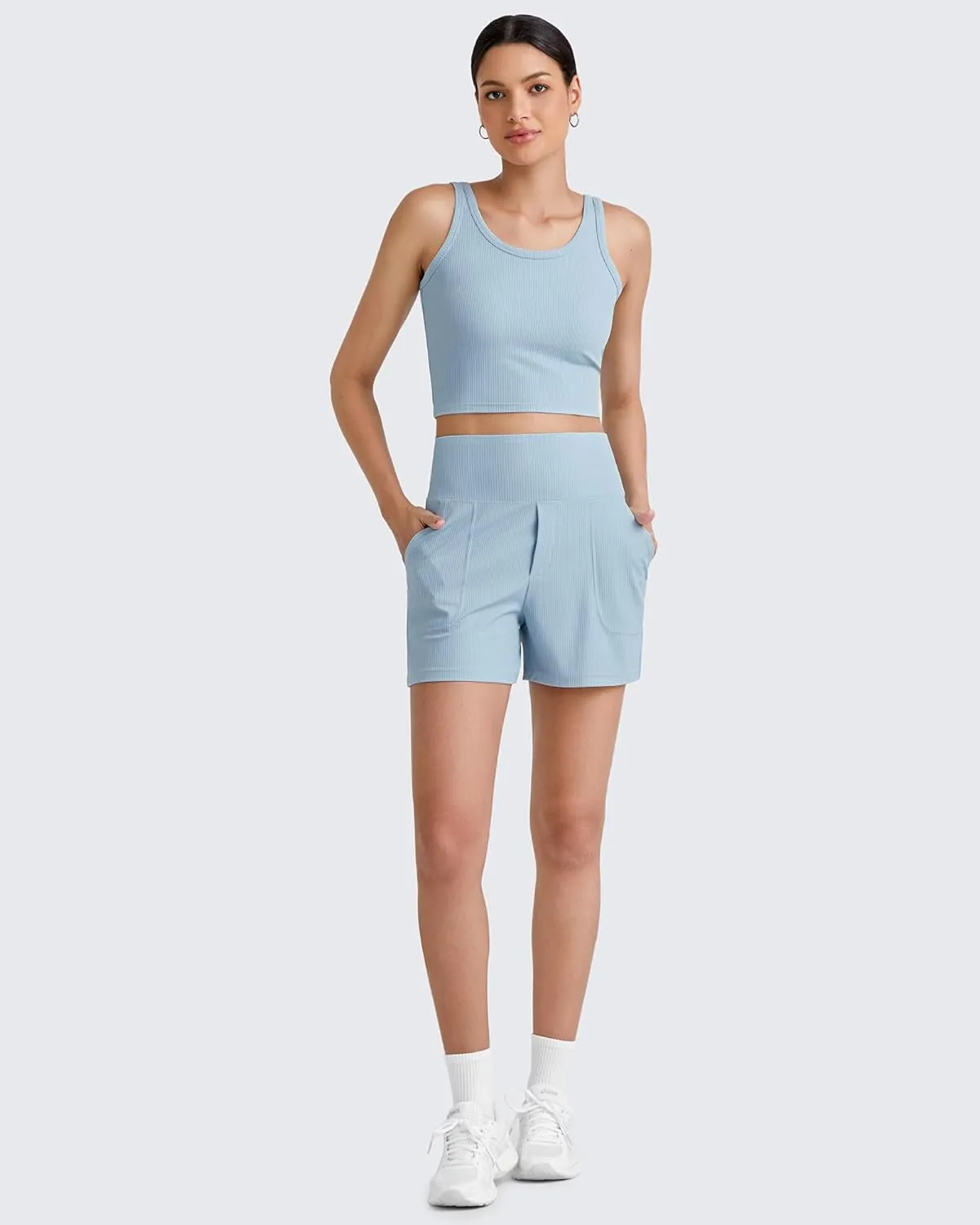 G4Free Workout Tank Tops for Women Slim Fitted U Neck Ribbed Athletic Gym Yoga Cropped Tanks Summer Casual