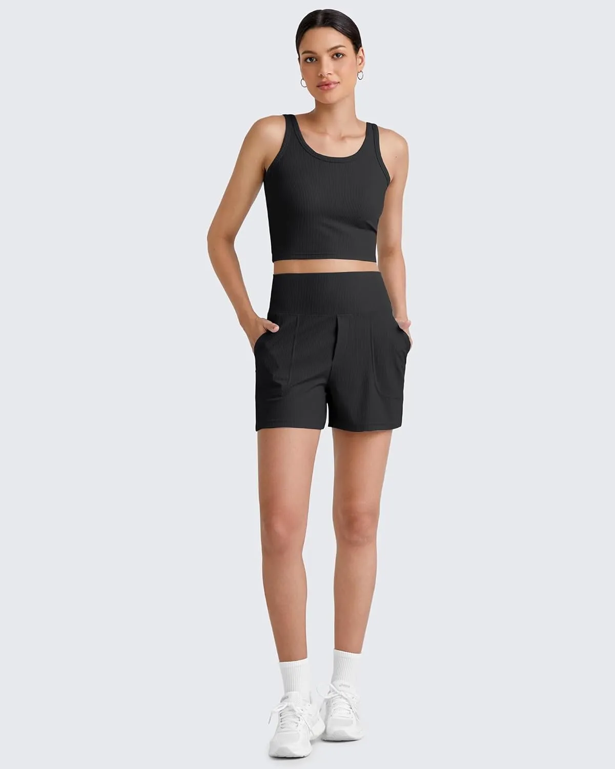 G4Free Workout Tank Tops for Women Slim Fitted U Neck Ribbed Athletic Gym Yoga Cropped Tanks Summer Casual
