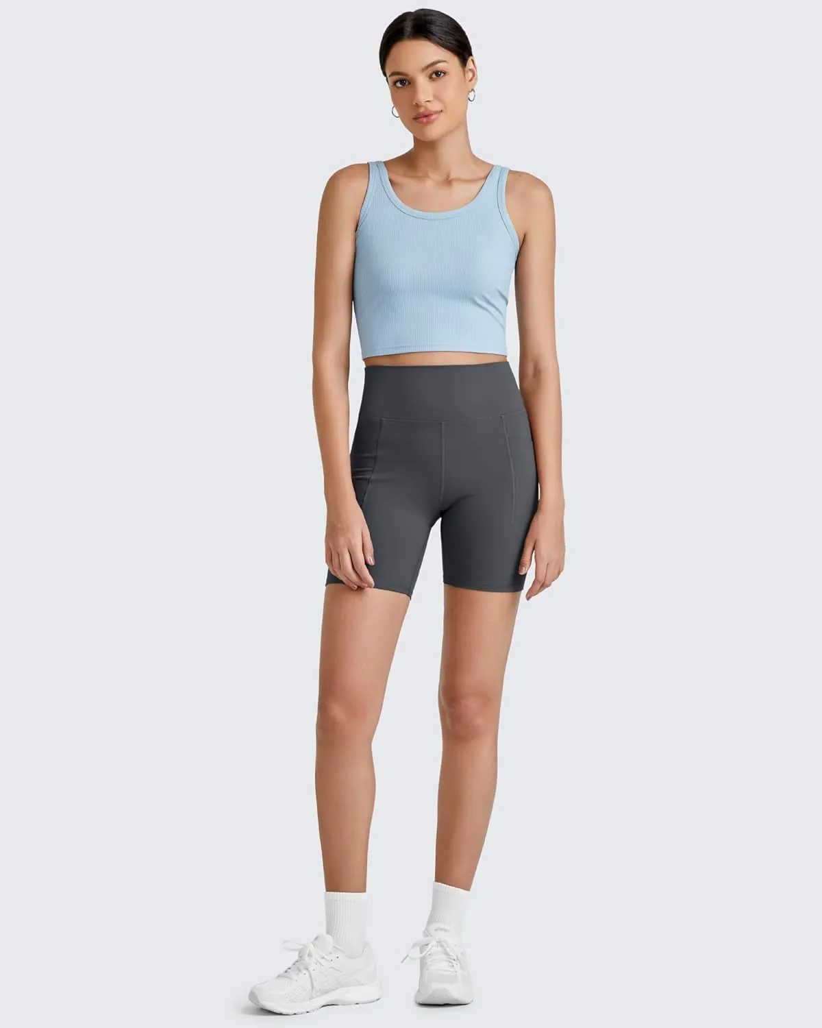 G4Free Workout Tank Tops for Women Slim Fitted U Neck Ribbed Athletic Gym Yoga Cropped Tanks Summer Casual