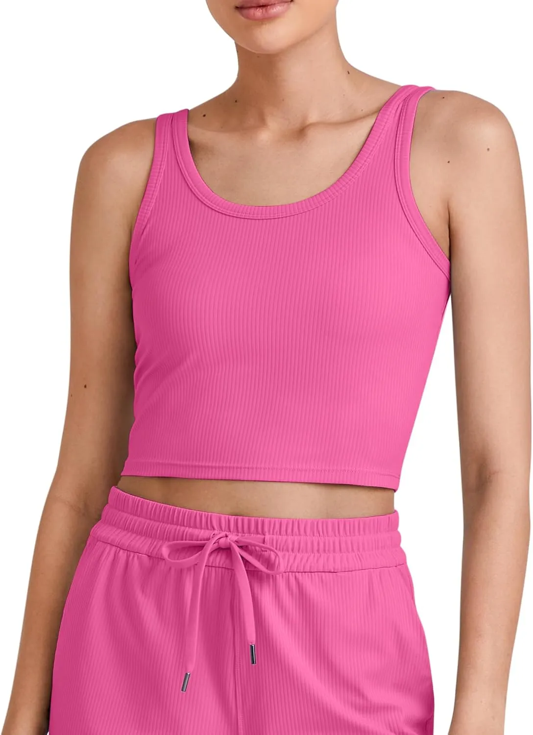 G4Free Workout Tank Tops for Women Slim Fitted U Neck Ribbed Athletic Gym Yoga Cropped Tanks Summer Casual