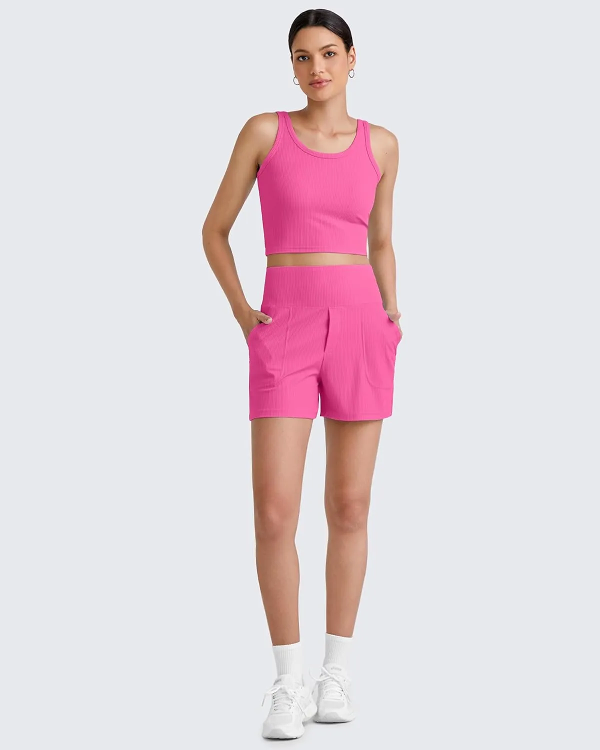 G4Free Workout Tank Tops for Women Slim Fitted U Neck Ribbed Athletic Gym Yoga Cropped Tanks Summer Casual