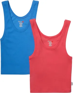 Hanes Women's Originals Rib Tank 2-Pack, Comfywear Stretch Cotton Cropped Top
