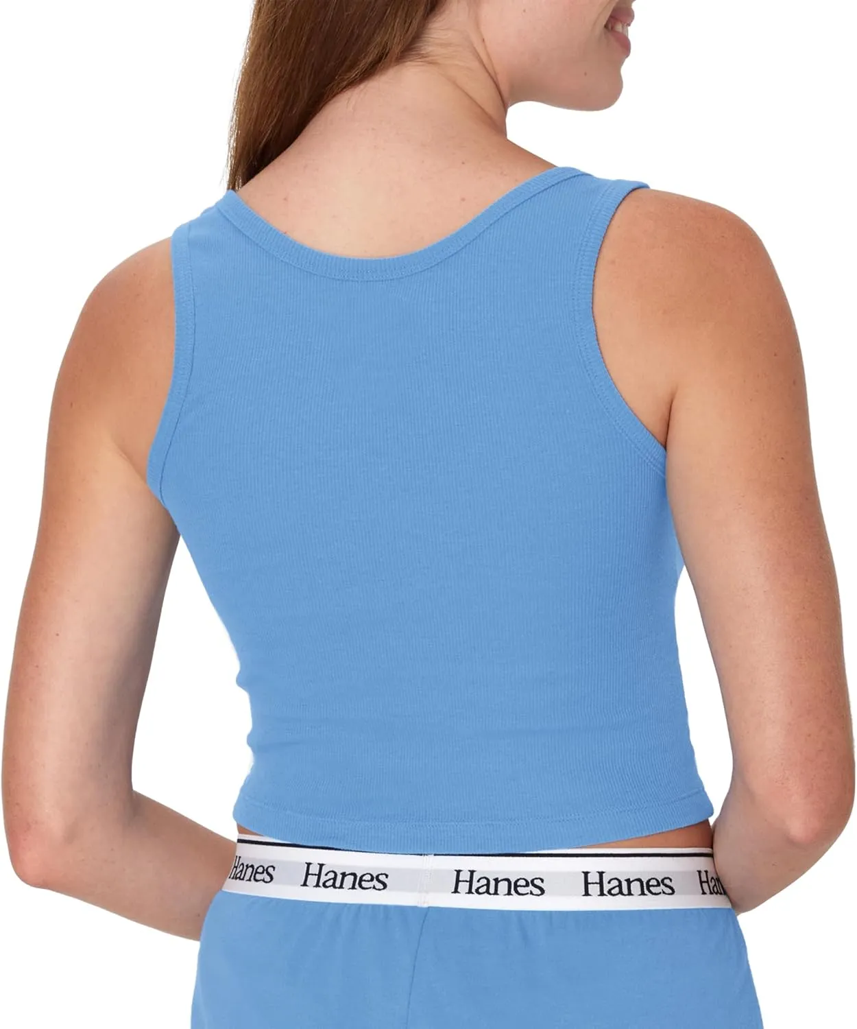 Hanes Women's Originals Rib Tank 2-Pack, Comfywear Stretch Cotton Cropped Top