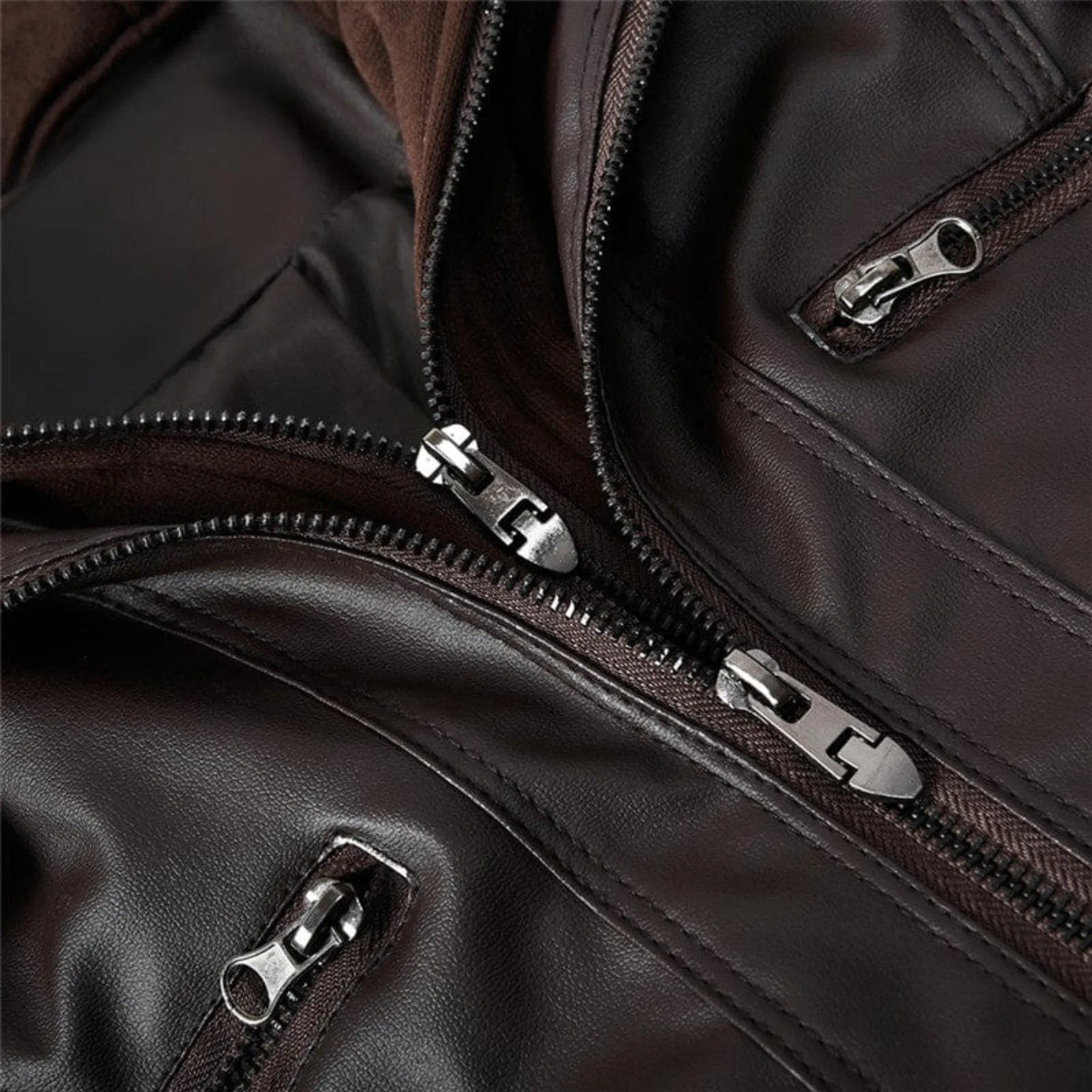 Hooded Faux Leather Motorcycle Jacket