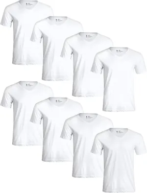 IZOD Men's Undershirts - 8 Pack Breathable Short Sleeve V Neck White Shirt - Cotton Undershirts for Men (S-XL)