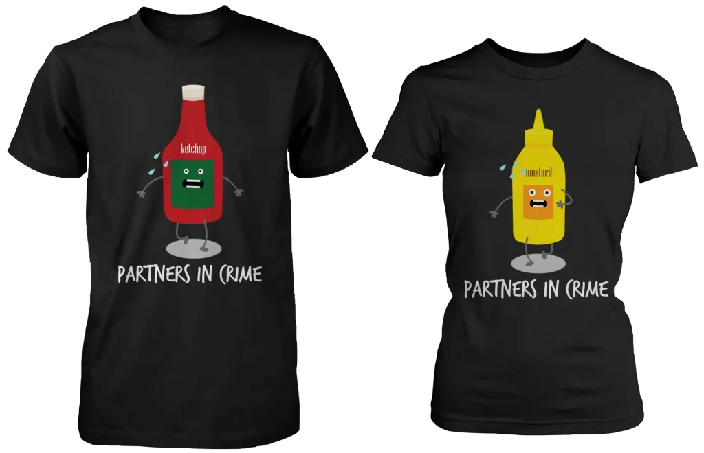 Ketchup & Mustard Partners In Crime Matching Couple Shirts (his & hers Set)