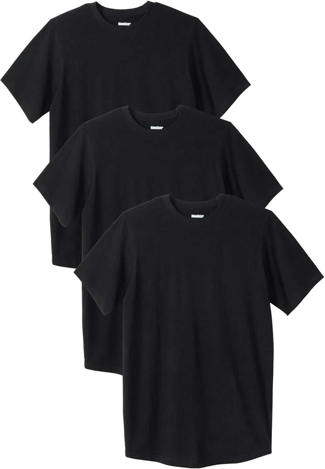 KingSize Men's Big & Tall Cotton Crewneck Undershirt 3-Pack - Tall - 6XL, Black