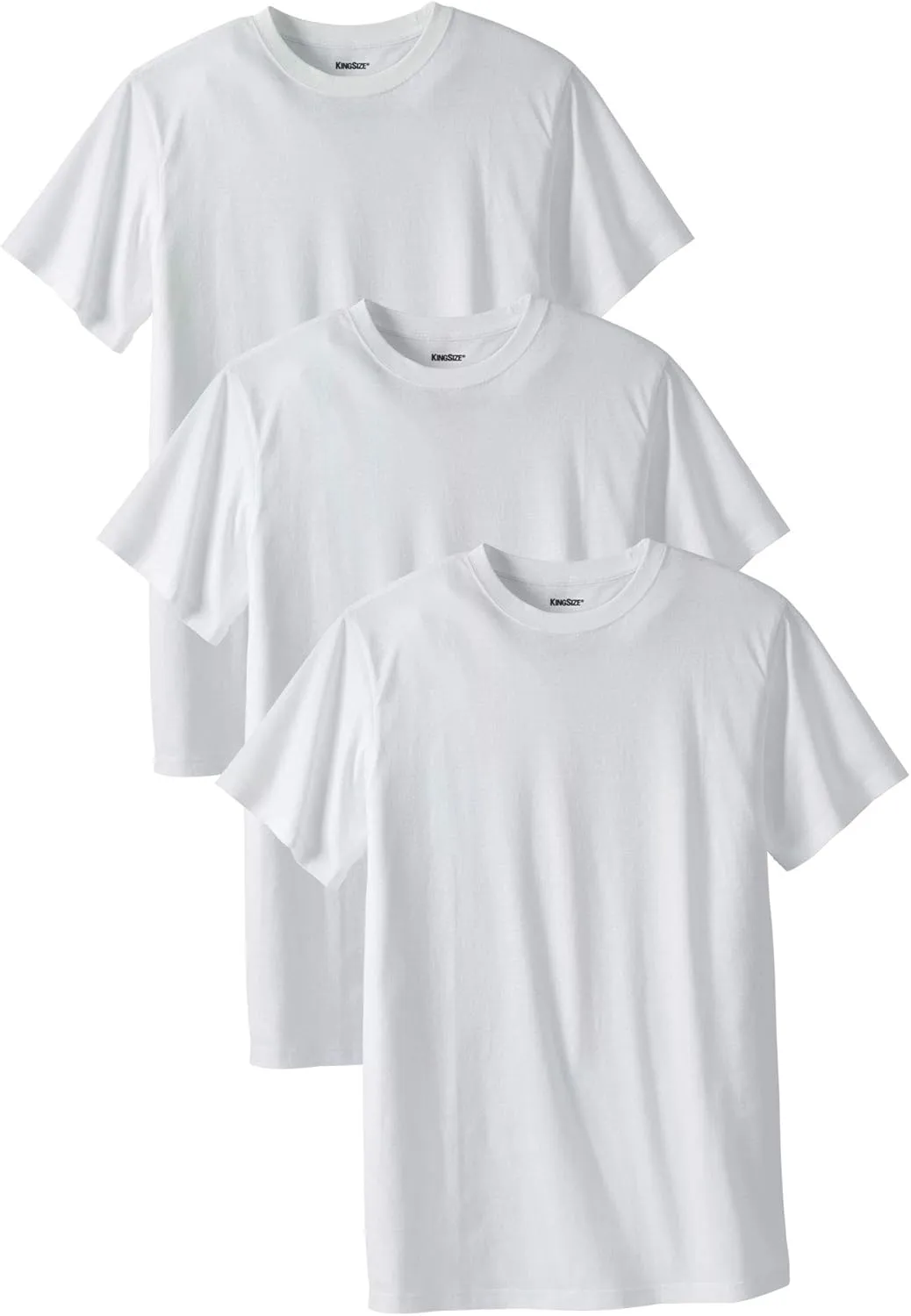 KingSize Men's Big & Tall Cotton Crewneck Undershirt 3-Pack - Tall - 6XL, White