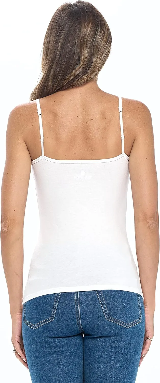 M&M SCRUBS Women's Camisole Cotton Stretch Undershirt with Adjustable Strap Tank Top Multi-Pack of 4