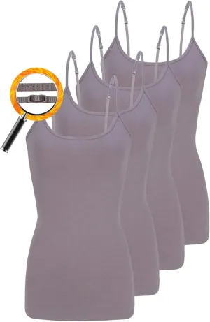M&M SCRUBS Women's Camisole Cotton Stretch Undershirt with Adjustable Strap Tank Top Multi-Pack of 4