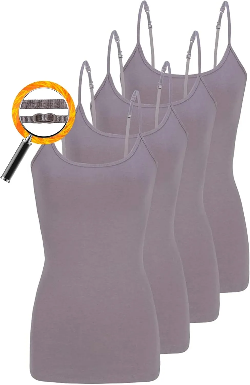 M&M SCRUBS Women's Camisole Cotton Stretch Undershirt with Adjustable Strap Tank Top Multi-Pack of 4