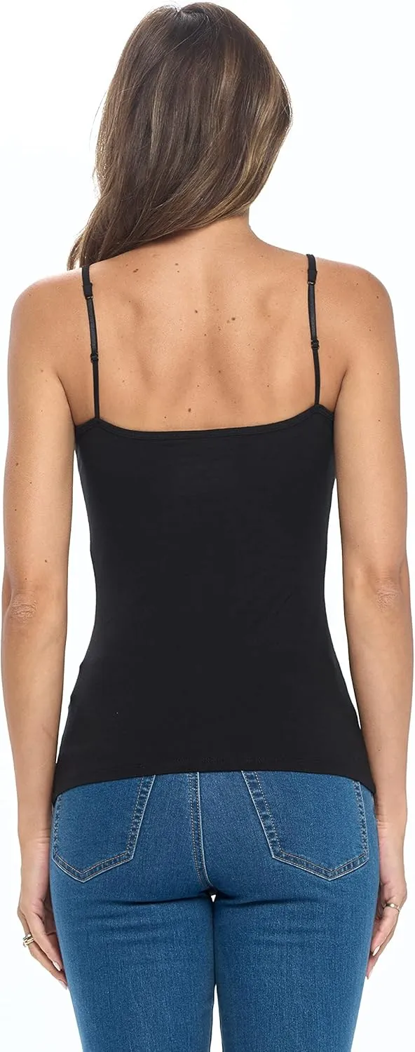 M&M SCRUBS Women's Camisole Cotton Stretch Undershirt with Adjustable Strap Tank Top Multi-Pack of 4