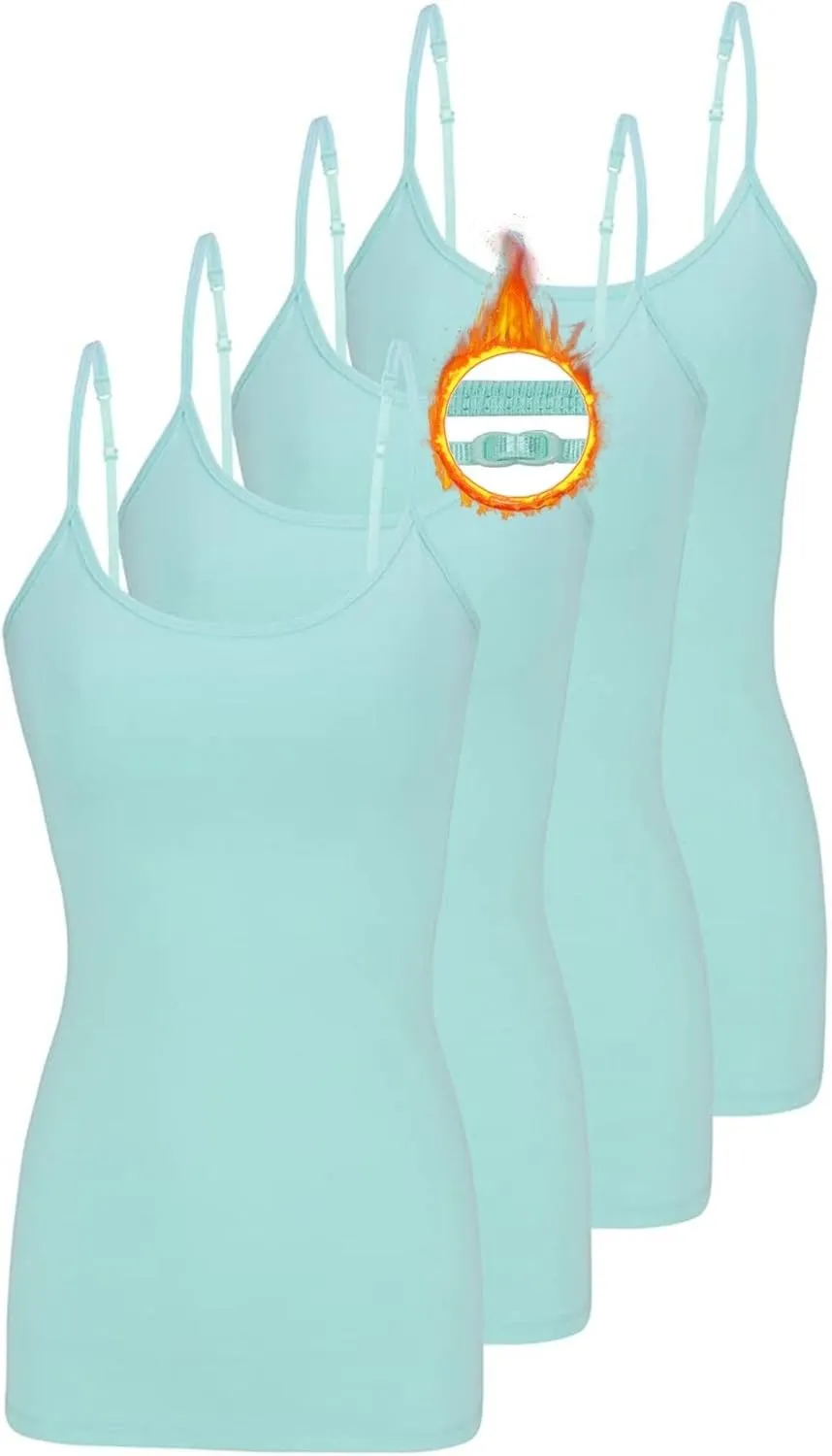 M&M SCRUBS Women's Camisole Cotton Stretch Undershirt with Adjustable Strap Tank Top Multi-Pack of 4