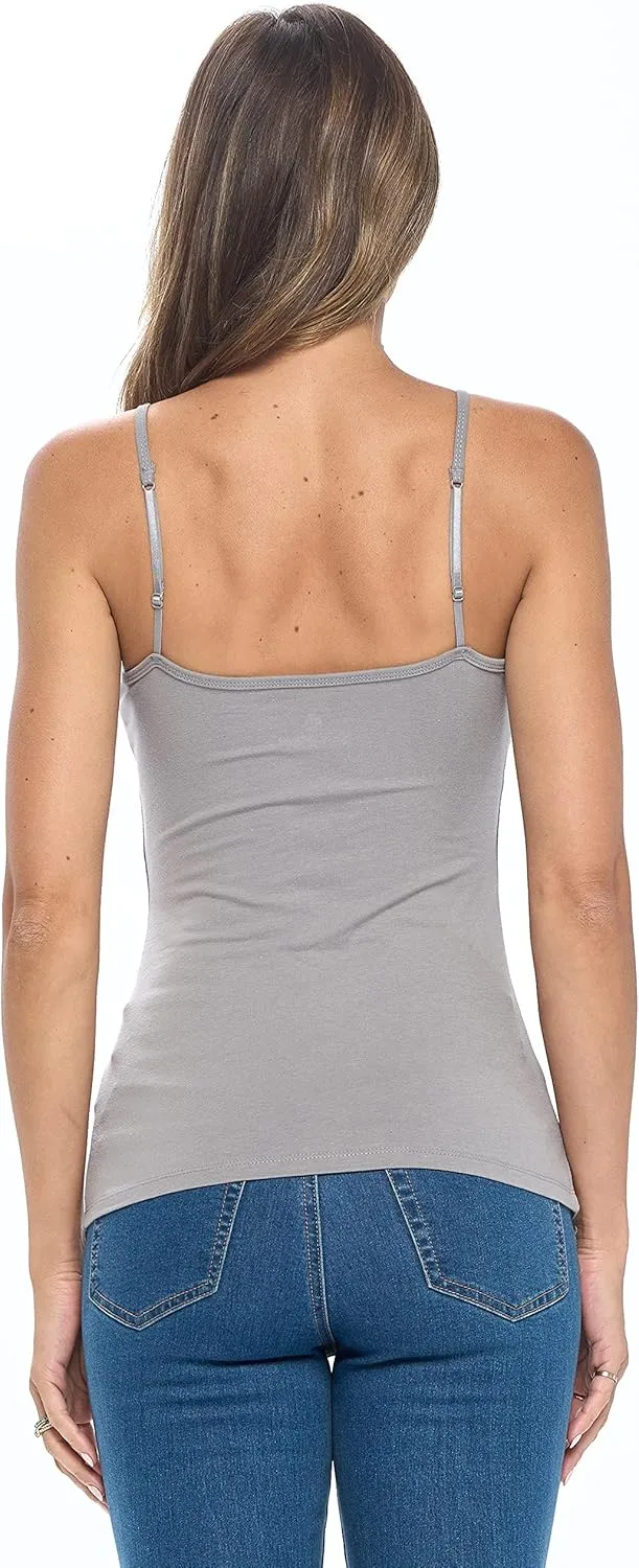 M&M SCRUBS Women's Camisole Cotton Stretch Undershirt with Adjustable Strap Tank Top Multi-Pack of 4