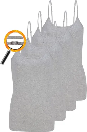 M&M SCRUBS Women's Camisole Cotton Stretch Undershirt with Adjustable Strap Tank Top Multi-Pack of 4