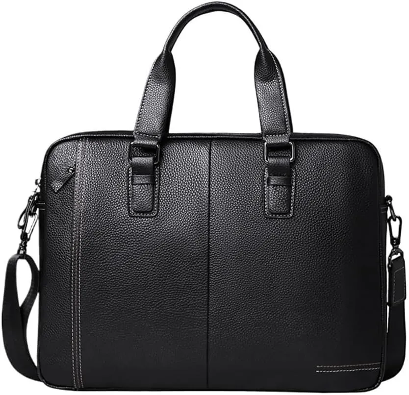 Mens Business Travel Laptop Bag 14 Inch Waterproof Vintage Leather Messenger Briefcase Vacation Work Office