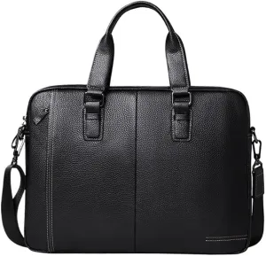 Mens Business Travel Laptop Bag 14 Inch Waterproof Vintage Leather Messenger Briefcase Vacation Work Office