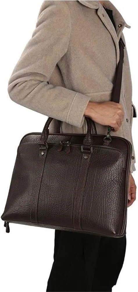 Men's Leather Messenger Bag 15.6 Inch Waterproof Vintage Briefcase Business Travel Satchel Computer For Leisure