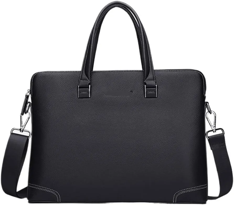 Mens Leather Messenger Bag Waterproof Vintage Business Travel Laptop Briefcase for Vacation Work Office