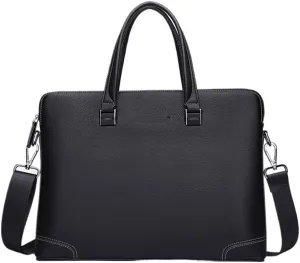 Mens Leather Messenger Bag Waterproof Vintage Business Travel Laptop Briefcase for Vacation Work Office