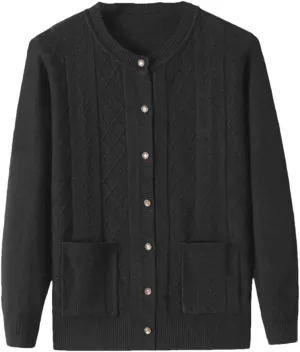 Middle-Aged Elderly Women's Sweaters Cardigan Jacket Spring Autumn Soft Knitted Sweater Outerwear Tops