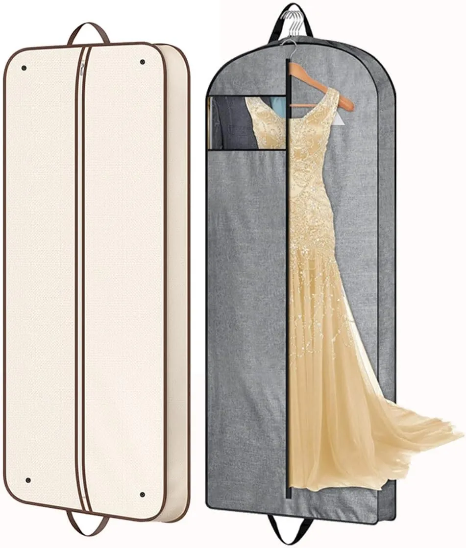 MISSLO 60" Foldable Garment Bags for Travel for Women 60" Heavy Duty Long Garment Bags for Travel