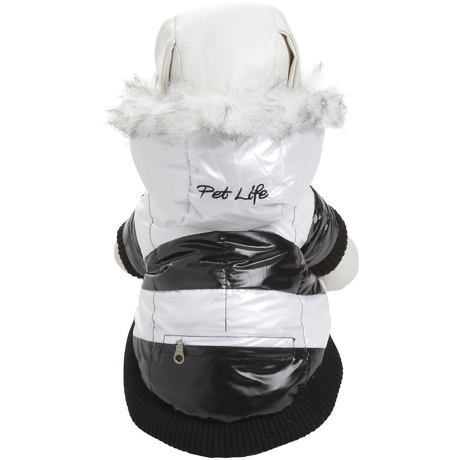 Pet Life ® Fashion Striped 3M Insulated Ultra-Plush Pet Dog Parka Coat w/ Removable Hood
