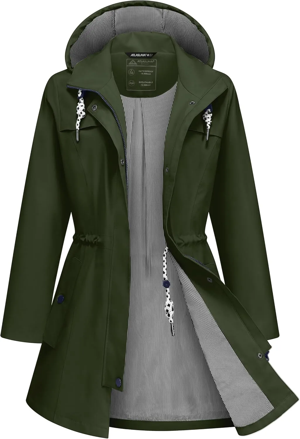 Rain Jacket Women Waterproof Long Lightweight Raincoat Hooded Windbreaker Outdoor Trench Coat