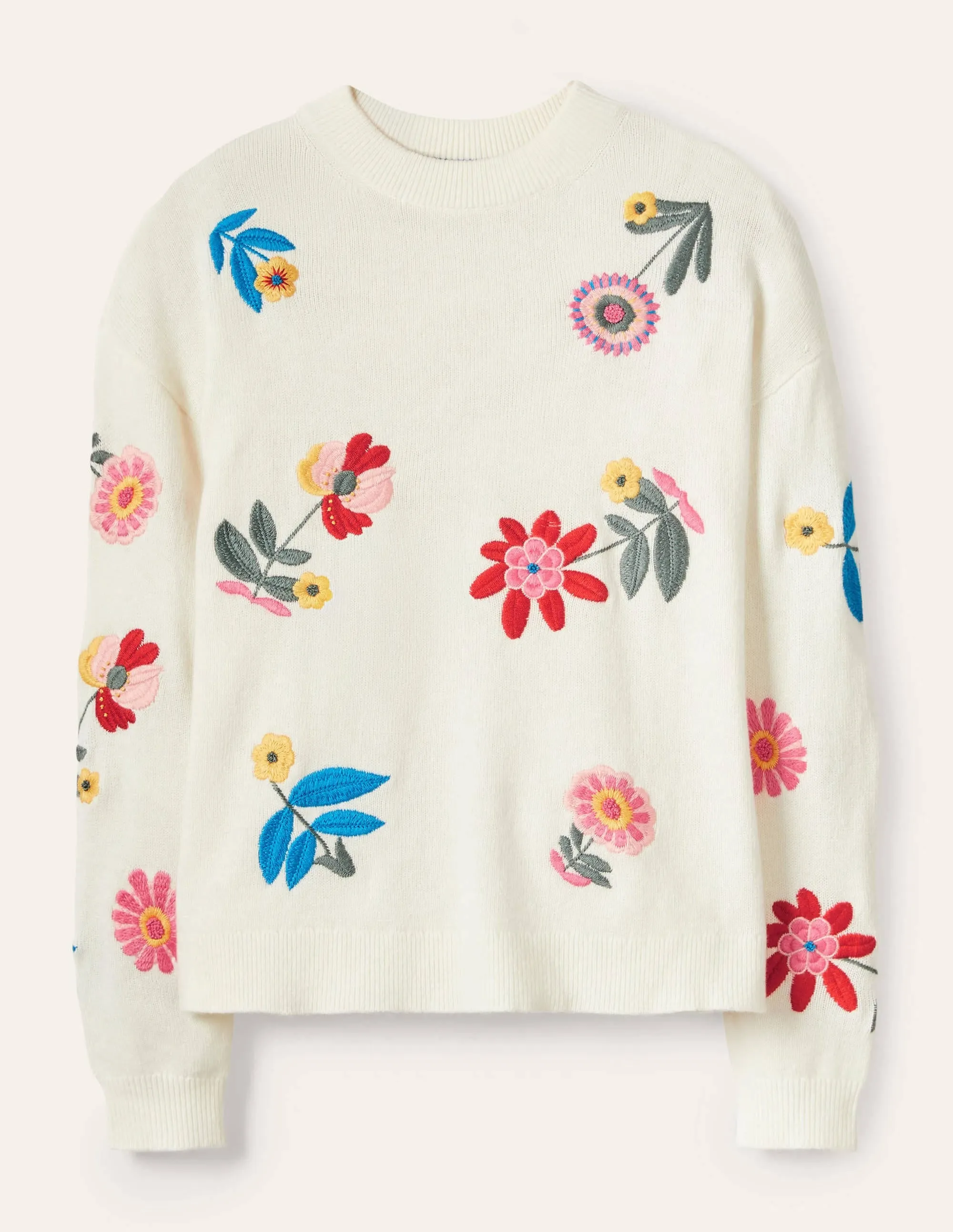 Relaxed Embroidered Jumper-Ivory