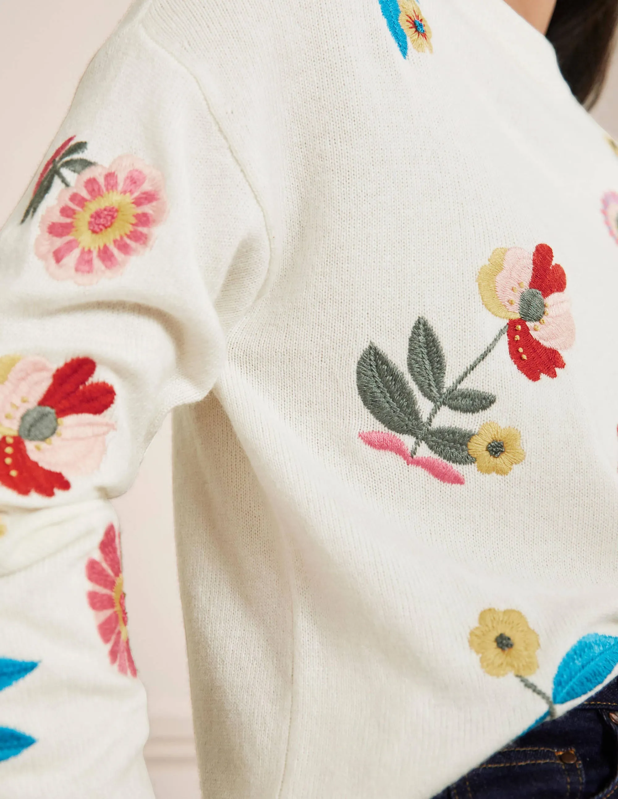 Relaxed Embroidered Jumper-Ivory