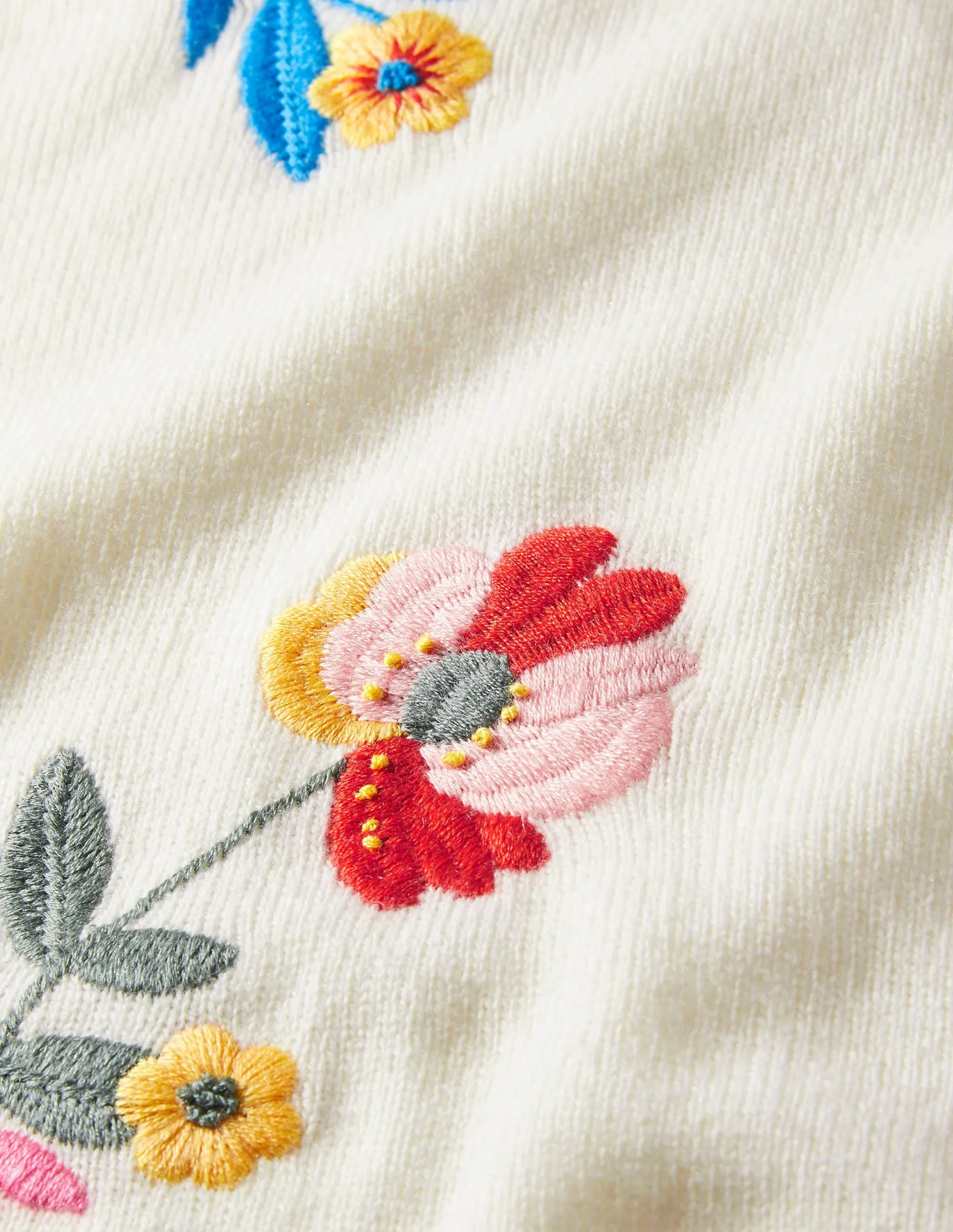 Relaxed Embroidered Jumper-Ivory