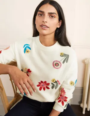 Relaxed Embroidered Jumper-Ivory