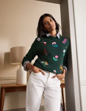 Relaxed Embroidered Jumper-Midnight Garden