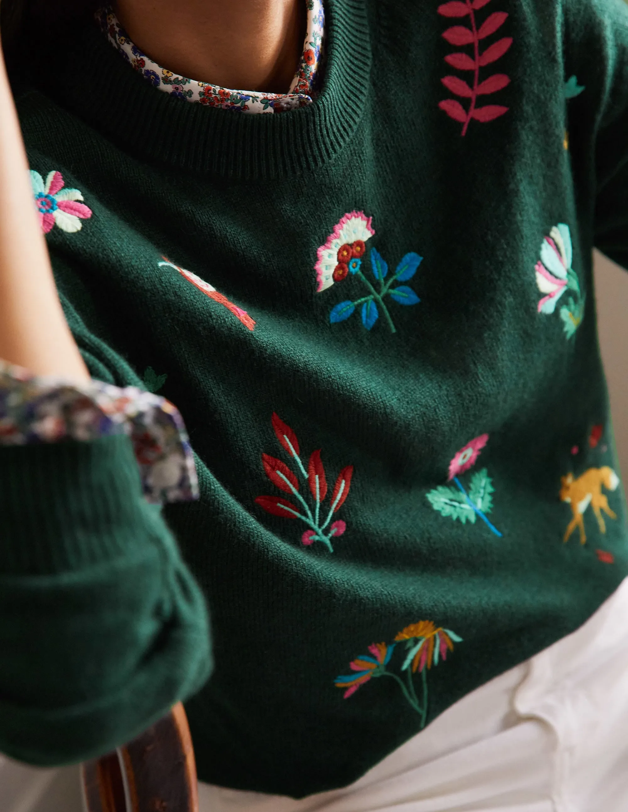 Relaxed Embroidered Jumper-Midnight Garden