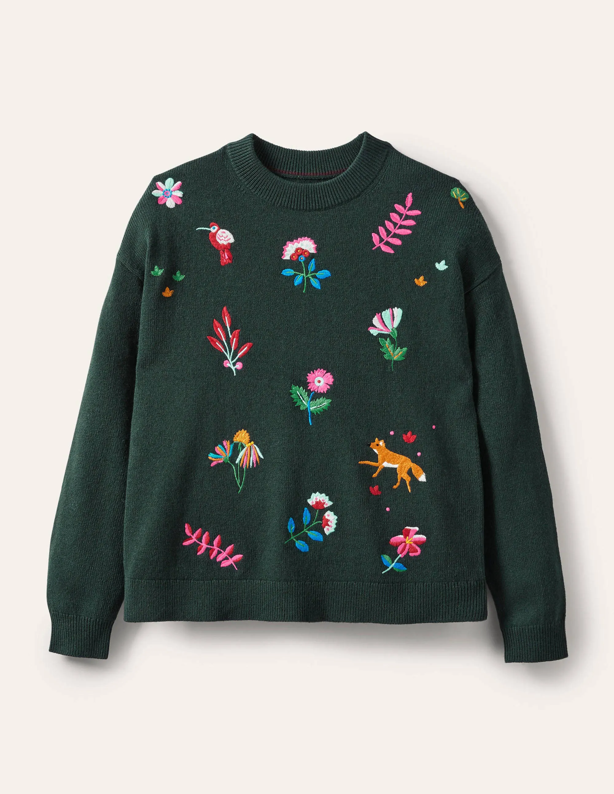 Relaxed Embroidered Jumper-Midnight Garden
