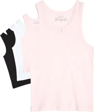 Rene Rofe Girls Tank Tops - 6 Pack 100% Cotton Scoop Neck Tank Tops for Girls - Classic Sleeveless Undershirts (Sizes: 2T-14)