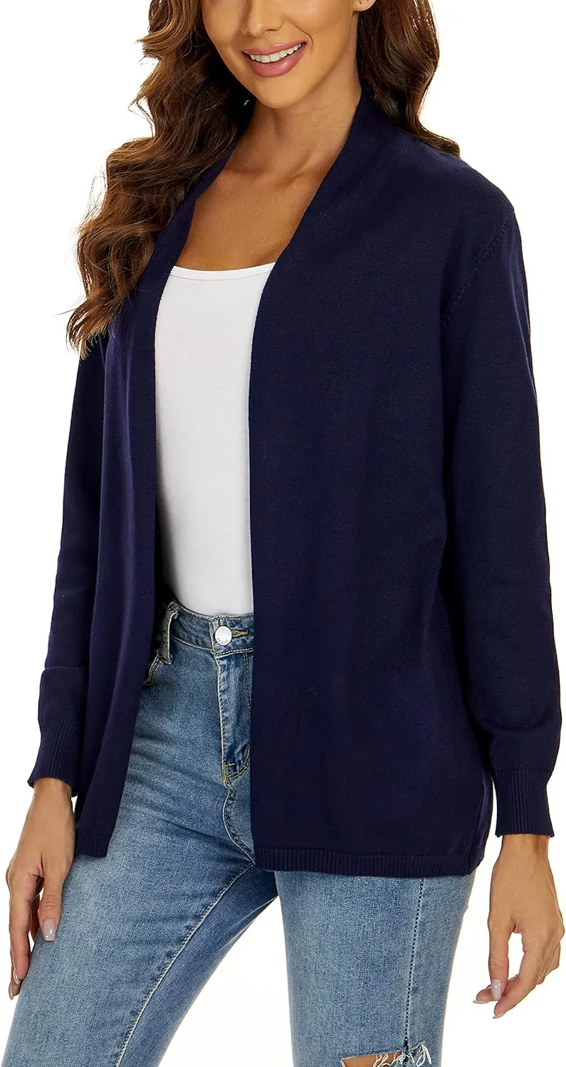 Satuun Women's Casual Open Front Lightweight Cardigan Long Sleeve Breathable Soft Drape Duster