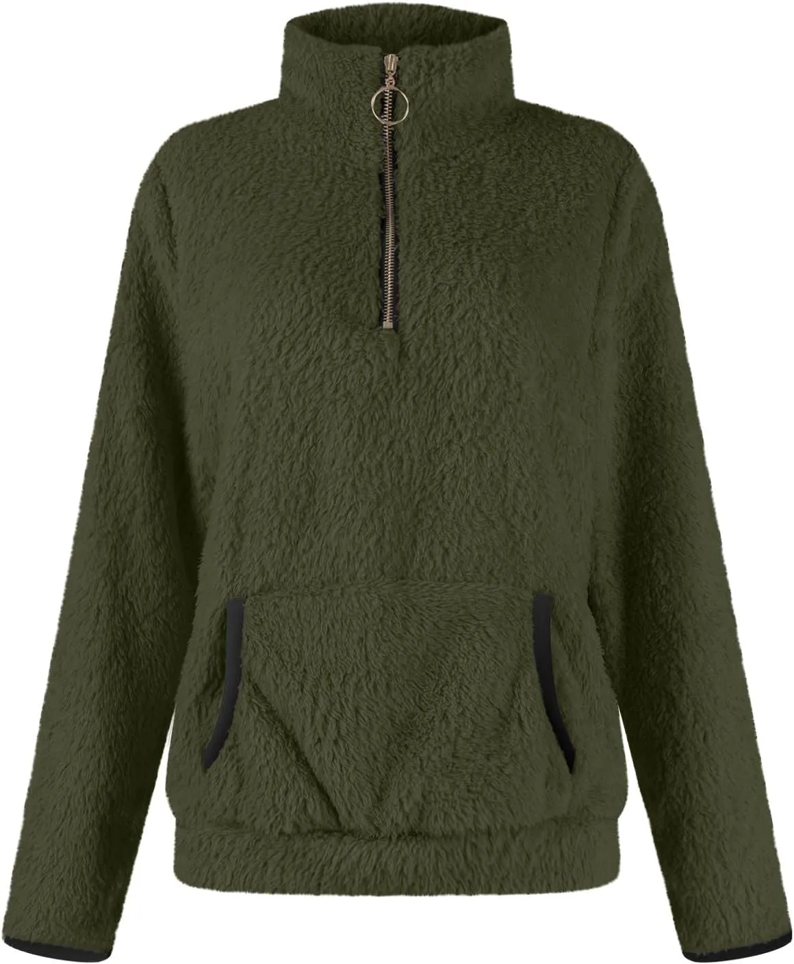 Sherpa 1/4 Zip Pullover Women Fleece Quarter Zip Sweatshirts Lightweight Casual Fluffy Sweaters Fall Winter Clothes