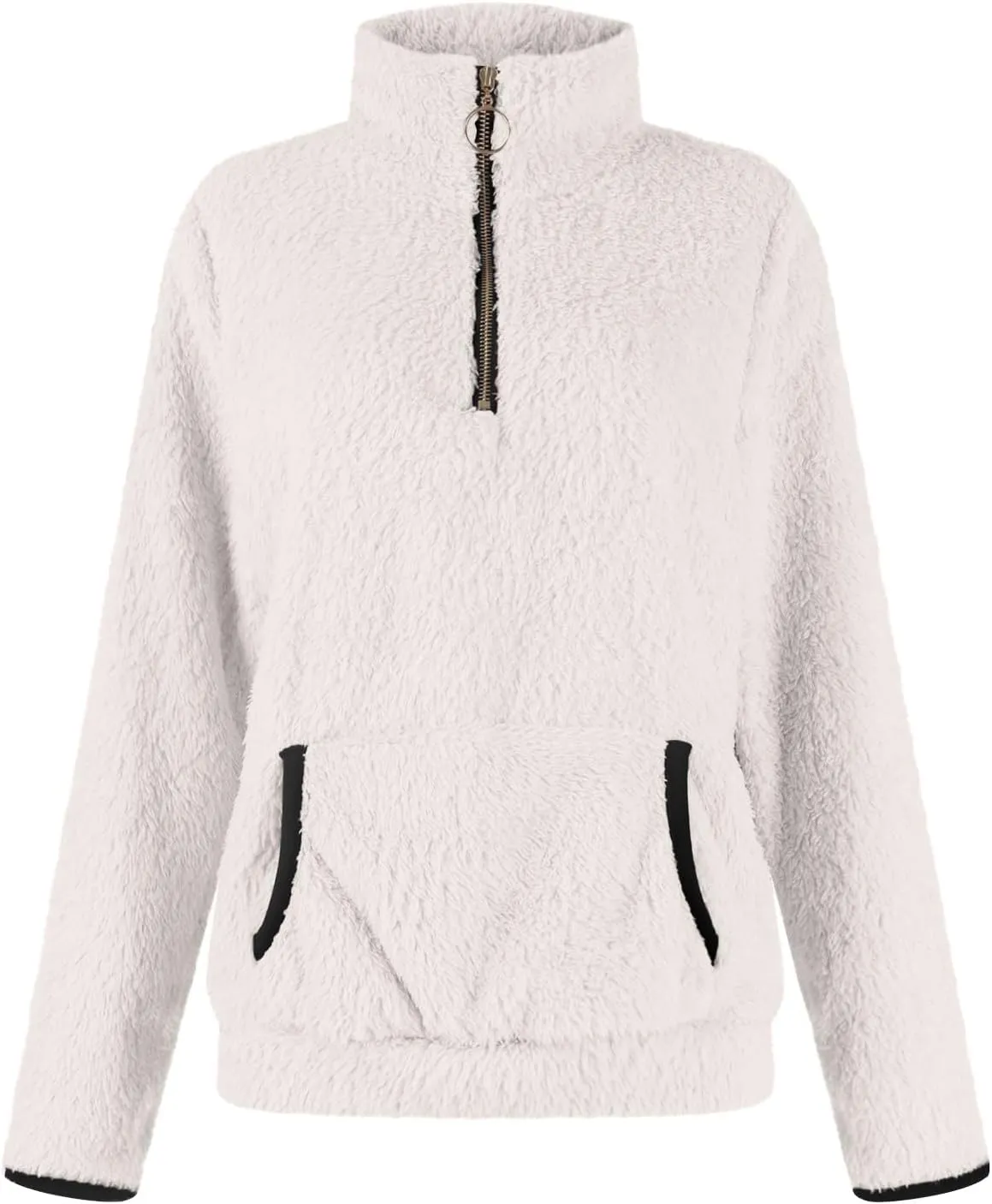 Sherpa 1/4 Zip Pullover Women Fleece Quarter Zip Sweatshirts Lightweight Casual Fluffy Sweaters Fall Winter Clothes