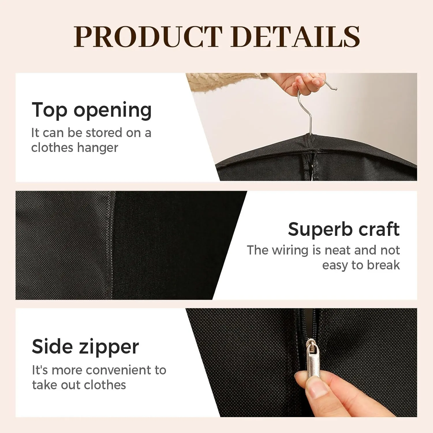 Space Saving Garment Bags for Travel, Hanging Clothes Travel Bag with Compression Zipper, Suit for Closet Travel, Garment Bags for Hanging Clothes, Wedding Dress Garment Bag, Foldable Storage (M)
