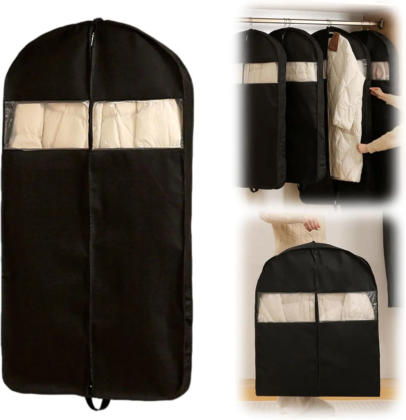 Space Saving Garment Bags for Travel, Hanging Clothes Travel Bag with Compression Zipper, Suit for Closet Travel, Garment Bags for Hanging Clothes, Wedding Dress Garment Bag, Foldable Storage (M)