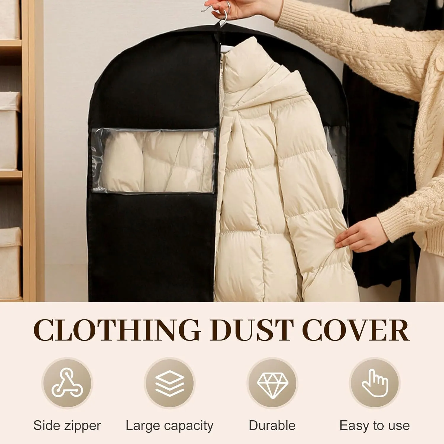 Space Saving Garment Bags for Travel, Hanging Clothes Travel Bag with Compression Zipper, Suit for Closet Travel, Garment Bags for Hanging Clothes, Wedding Dress Garment Bag, Foldable Storage (M)