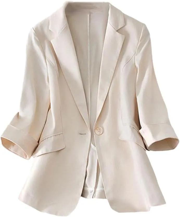 Tencel Linen Blazer Women Wild Three-Quarter Sleeve Spring Summer Temperament Coat Female Suits Jacket
