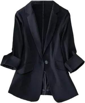 Tencel Linen Blazer Women Wild Three-Quarter Sleeve Spring Summer Temperament Coat Female Suits Jacket