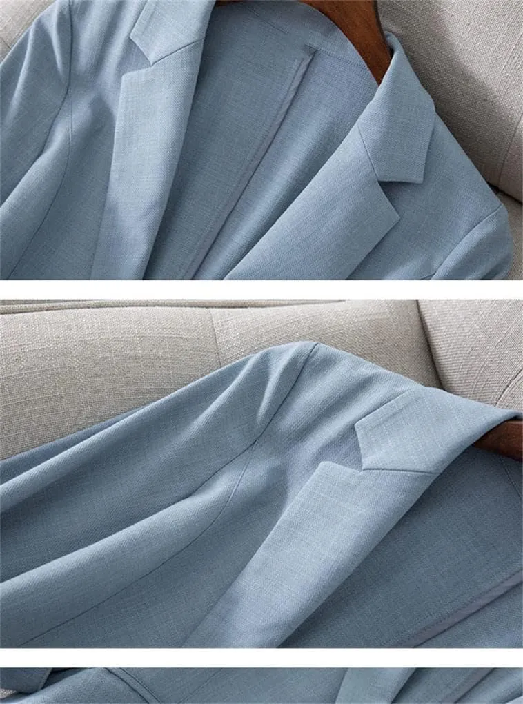 Tencel Linen Blazer Women Wild Three-Quarter Sleeve Spring Summer Temperament Coat Female Suits Jacket