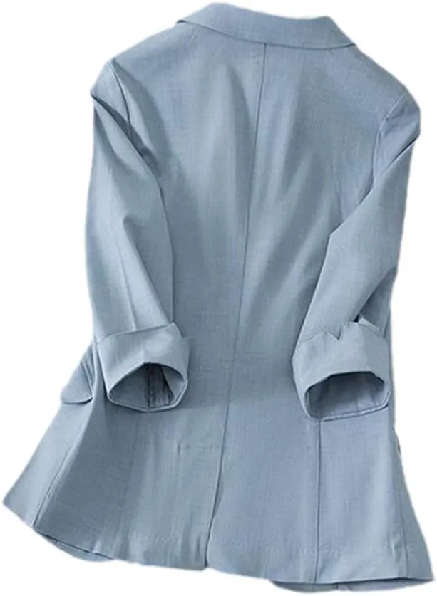 Tencel Linen Blazer Women Wild Three-Quarter Sleeve Spring Summer Temperament Coat Female Suits Jacket