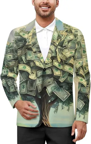 Tree Money Casual Men's Blazers Two Button Lapel Suits Jacket Lightweight Sport Coats
