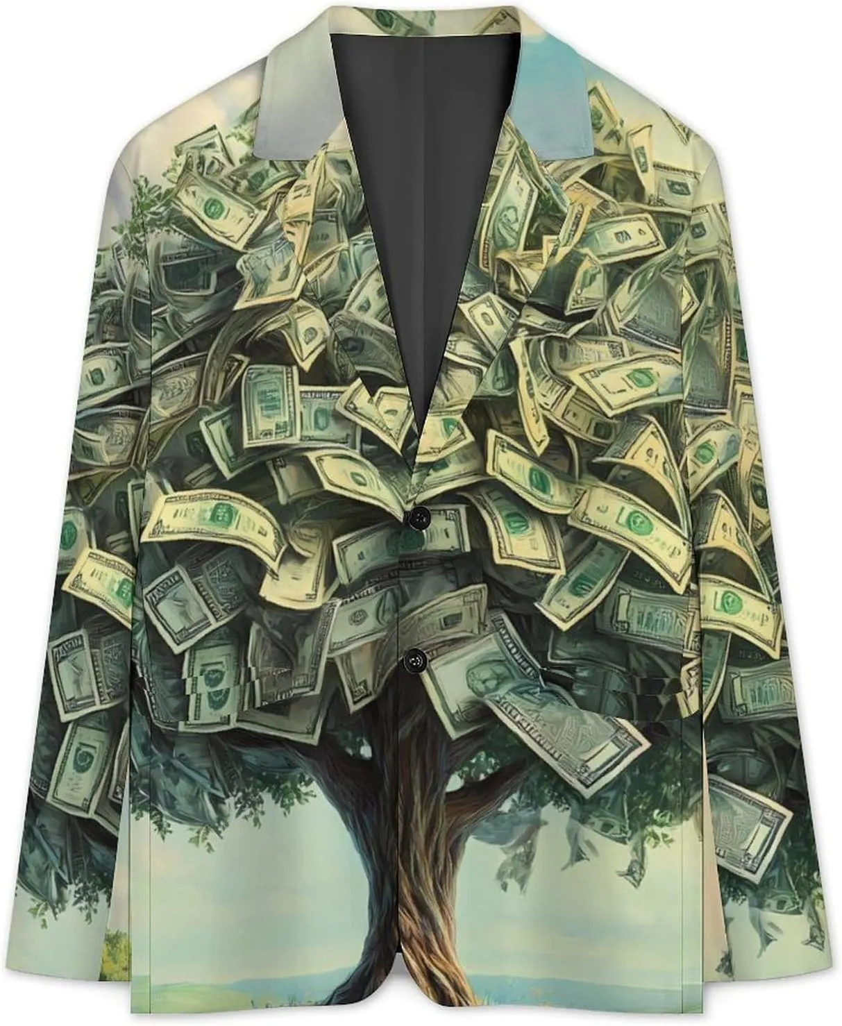 Tree Money Casual Men's Blazers Two Button Lapel Suits Jacket Lightweight Sport Coats